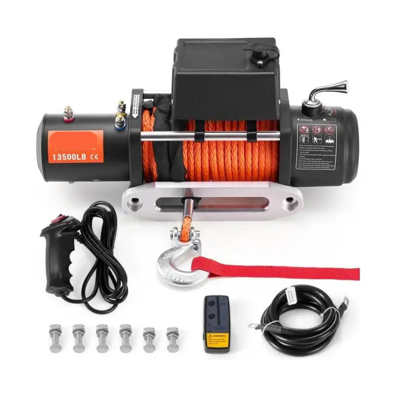 Elektrische Lier - Takel - Winch - Touwtakel - Hoge Trekkracht – Synthetisch Touw – Draadloze & Bedrade Bediening – Waterdicht – Afstandbediening - Geschikt voor Off-Road, SUV & Towing - Zwart - QUORE
