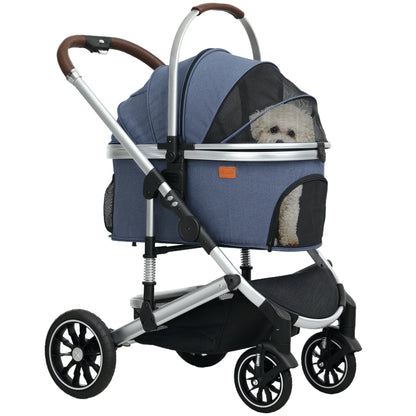 Hondenwagen – Draagtas – Autostoel – Hondenbuggy – Lichtgewicht Aluminium Frame – Inklapbaar Design - Blauw
