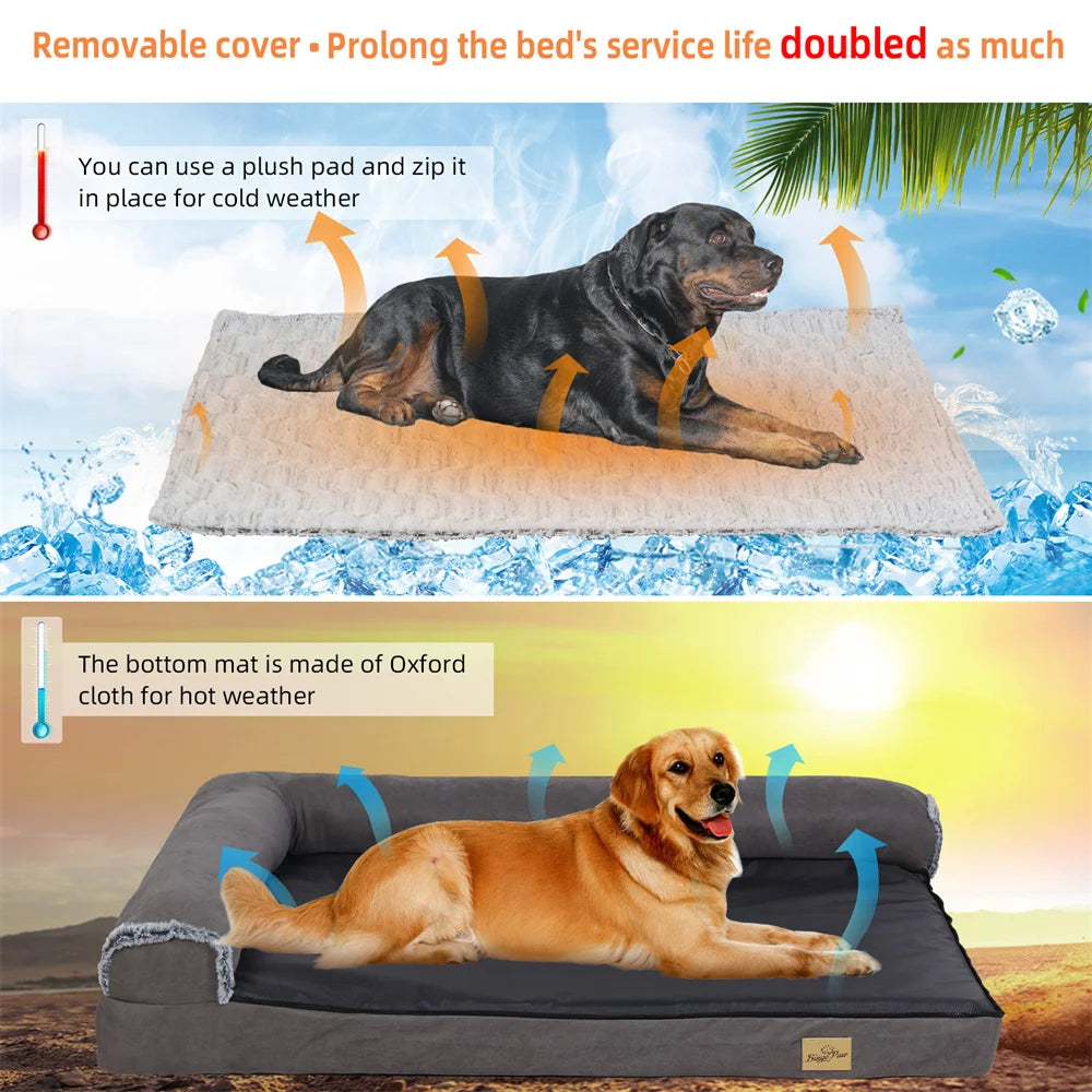 Hondenbed -  Orthopedisch Hondenbed - L-vormig Design - Wasbare Hoes - Duurzaam en Stijlvol - Stevig Schuimkussen - Extra Groot - Comfortabel en Duurzaam