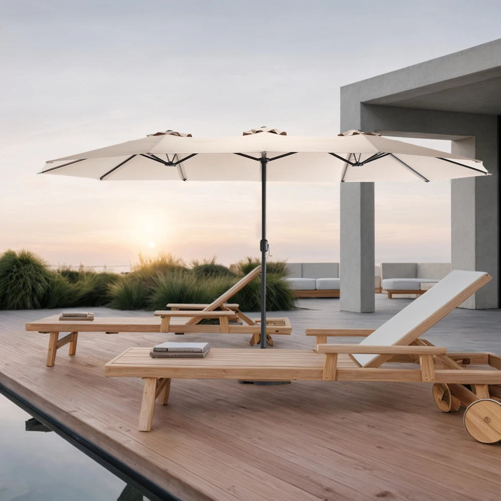 Dubbele Parasol – Buitensluis – Buitenparasol – Tuinparasol – Zwembadparasol – Extra Groot – Roestvrij Stalen Frame
