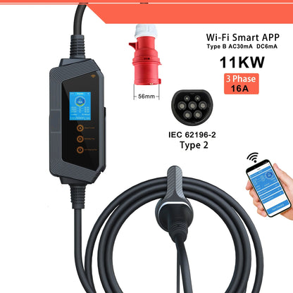 Elektrische Auto Oplaadstation – Snellader – Laadpunt – Oplaadpaal – Thuislader – 11 kW Vermogen – Geen Adaptor - IP66 Waterdicht - QUORE