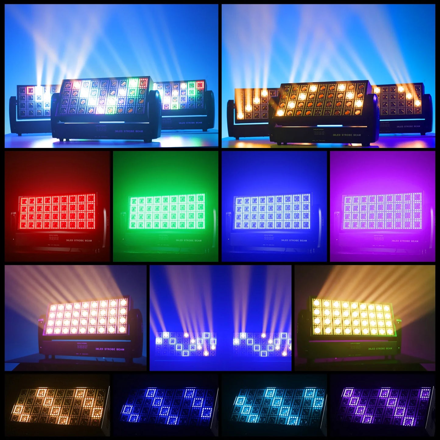 Wall Wash LED Lichtset – Wasverlichting – Podiumverlichting – DJ Licht – RGB Sfeerverlichting – 2Pcs EU Plug – 200W Krachtige RGB & Warmwit LED – Swingende Vierkante Laser Curtain Effect