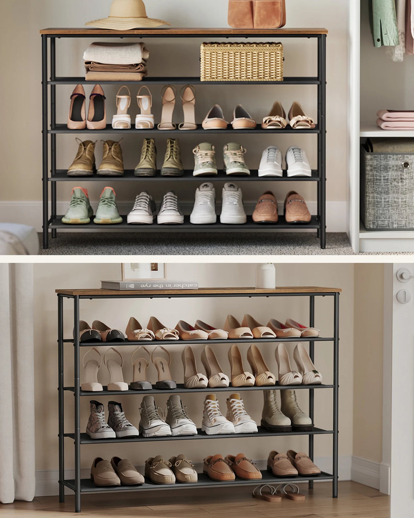 VASAGLE shoe rack shoe cabinet 5-level standing rack, narrow, for hallway - QUORE