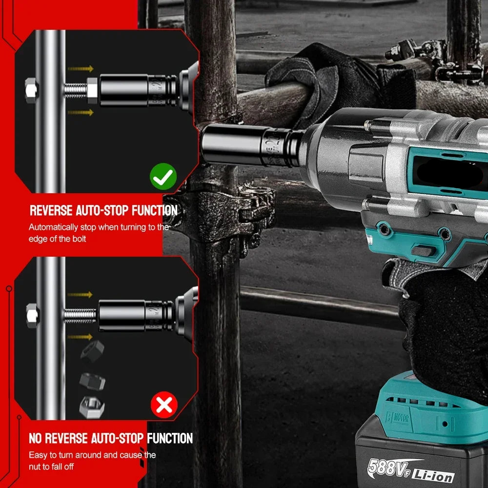 Slagmoersleutel - met Accu - Slagschroevendraaier - Brushless - 3100Nm Draadloze - 3/4 Inch - Elektrische Wrench - 18V Batterij - Handgereedschap - Zonder Batterij