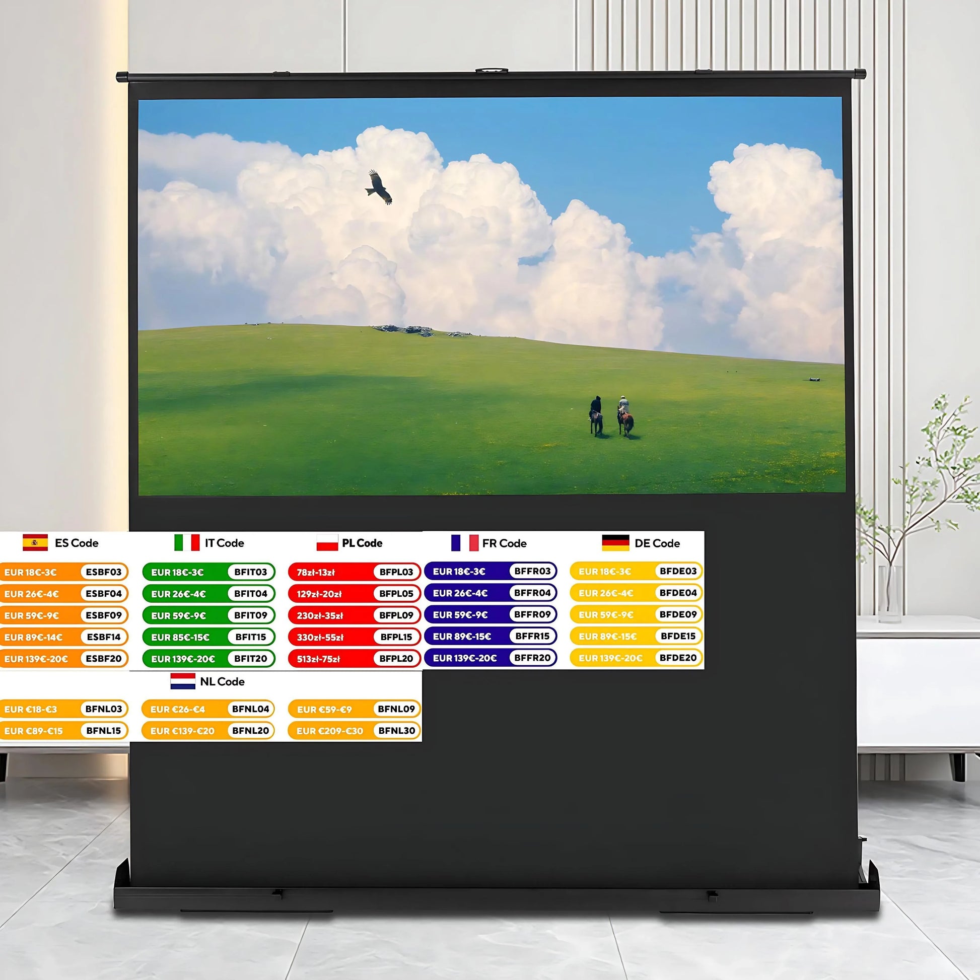 Projectiescherm – Beamerscherm – Projectiedoek – Mobiel Scherm – Draagbaar Scherm – 80 Inch 16:9 – Verstelbare Hoogte 40 Inch – Lichtgewicht Aluminium Frame - QUORE
