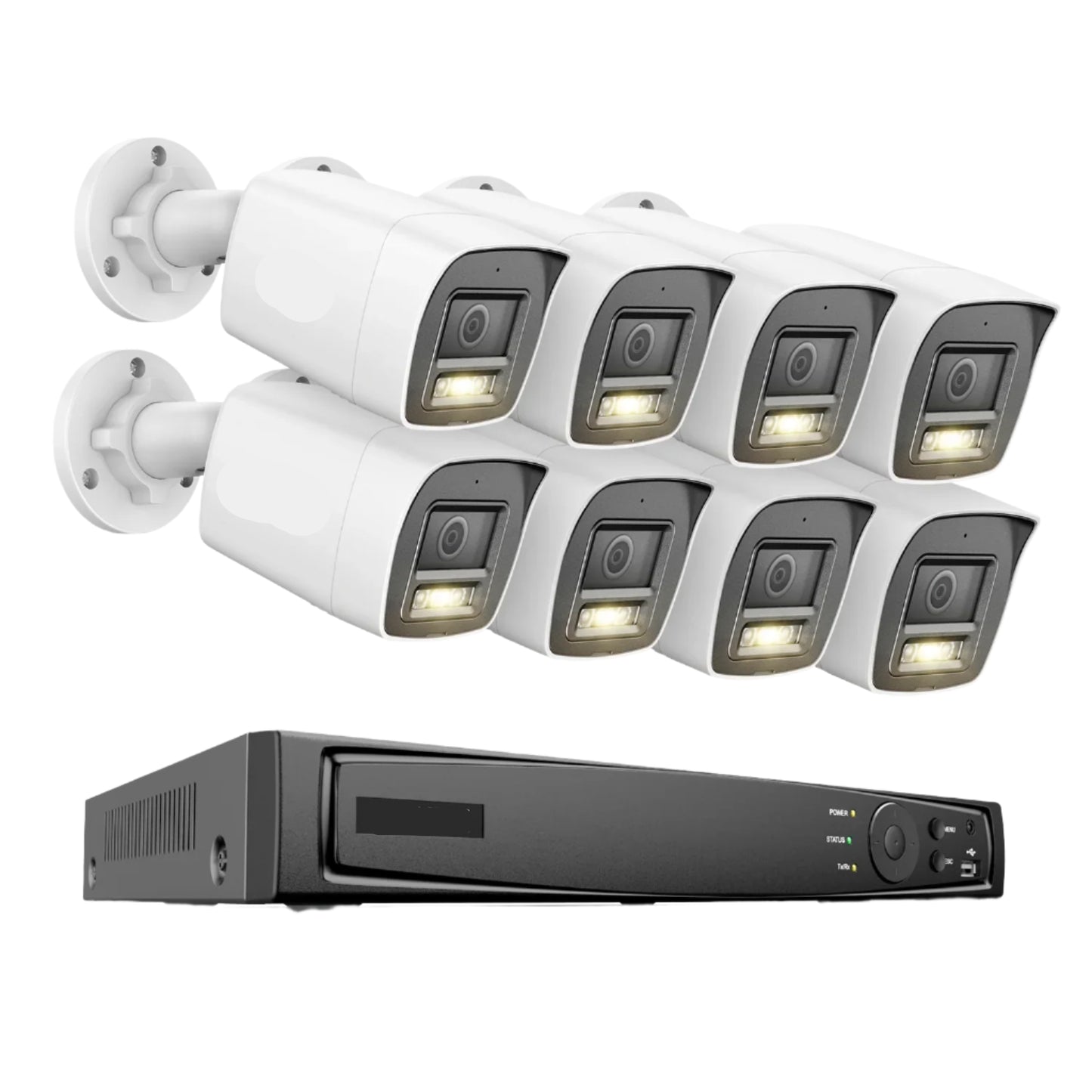 Complete 8-Kanaals Beveiligingscamera Set – Camerabewaking – Beveiligingssysteem – Cameraset – 12MP Haarscherp – Bewegingsdetectie Met Slimme Herkenning - 8-kanaals NVR met 8 Camera’s - Build-in HDD: Geen