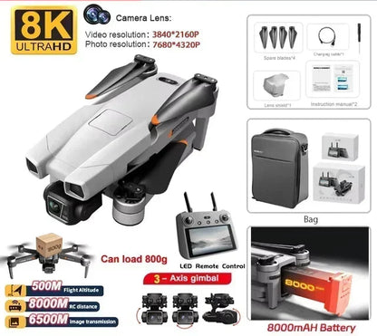 Camera Drone – Drones Met Camera – Luchtfotografie Drone – 8K Drone – 8K Ultra HD – 3-Assige Gimbal Stabilisatie – 28 Minuten Vliegtijd
