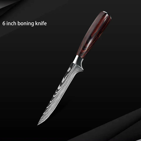 Keukenmessen - Knife set - Chef Knife - Knives - Kitchen Knife - Roestvrij staal met hoog koolstofgehalte - Damascus-tekening - Hakmesset - Santoku-koksmes - 10stuks