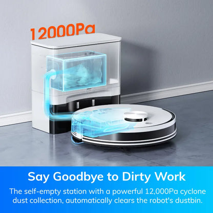 Robotstofzuiger - Vacuum Cleaner - Roborock - Draadloze - Dweilrobot - 5000Pa Zuigkracht - met Mopfunctie - Zelfledigend - voor 60 Dagen, App/Remote Bedienbaar, 180 Minuten Autonomie