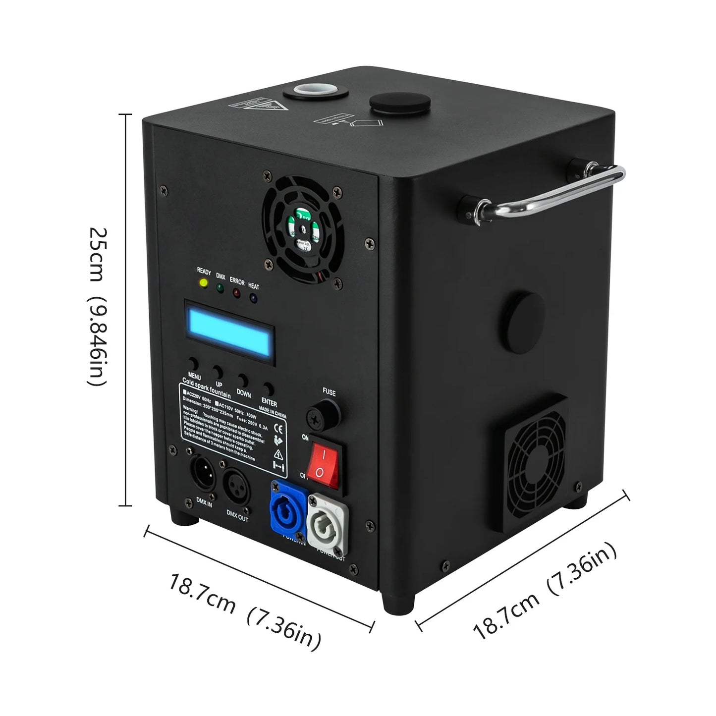 Sparkmachine – Vonkenmachine – Lichtmachine – Speciale Effect Machine – Feestmachine – Variabele Spronghoogte – DMX Besturing