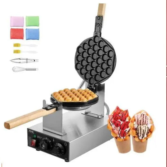 Wafelijzer - Wafelmaker - Wafelmix - Poffertjesmaker - Poffertjespan - Poffertjespan Inductie - Poffertjespan Elektrisch - 400W RVS Non-Stick Wafelijzer met 180° Rotatie - QUORE