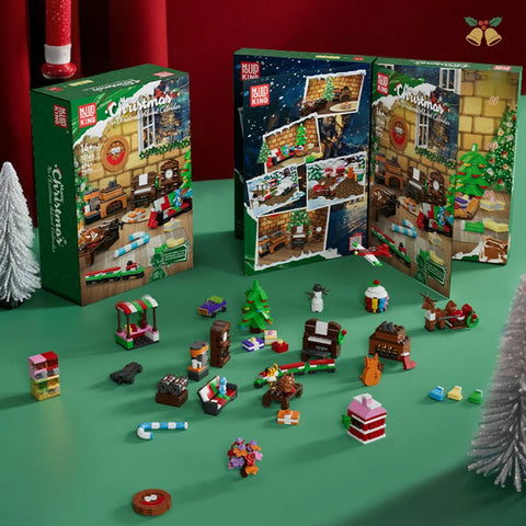 Adventskalender - Kerst Adventskalender - Matrijzenkoning - Kerst Bouwsteen - Assemblage Bouwsteenspeelgoed - Kinderkerstcadeau - Speelgoed - Speelset - Groene Doos