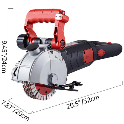 Muurfrees - Beton Cutter - 6500RPM - Steenzaag - Groefsnijmachine - Power Tools Set - 4800W - met 133mm Cirkelzaagbladen - Stofafzuiging - Slijpschijven - Multi-purpose Use - Zwartoranje