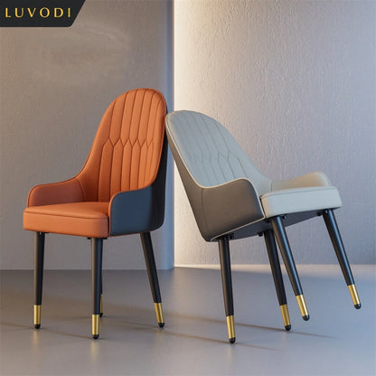 Eetkamerstoel – Stoel Met Armleuningen – Design Stoel – Keukenstoel – Kunstleer Bekleding – 9 Cm Schuimvulling – Metalen Poot