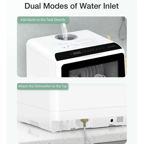 Dishwasher - Freestanding - Smart Table Dishwasher - Cutlery Basket - For Home Kitchen - 50Hz - 900W - 220V-240V - APP Control - Intelligent - Dishwasher Machine for Kitchen - White