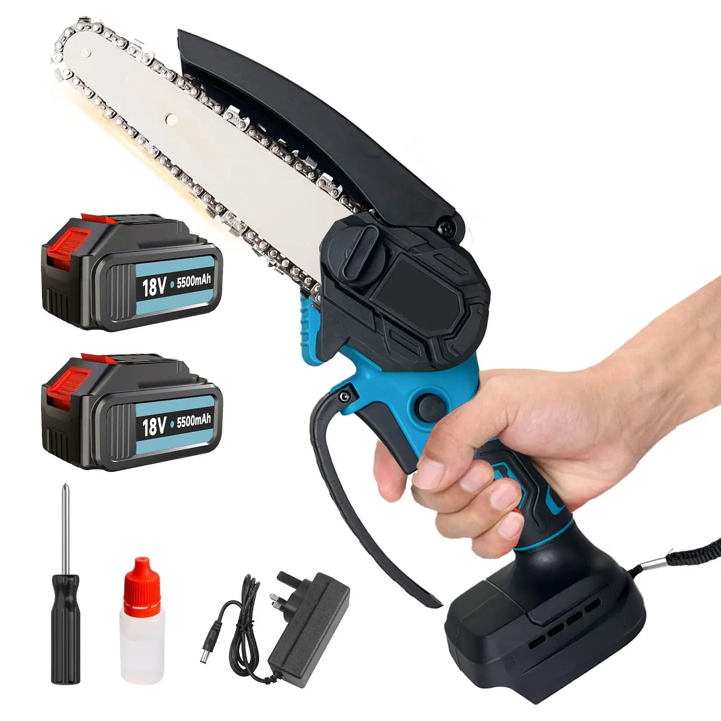 Mini Kettingzaag - Kettingzaag - Snoeizaag - Takkenzaag - Handzaag - Draadloze - 6 Inch - 450W - 3300RPM - 18V - Draagbaar en Veilig -Zonder Accu - QUORE