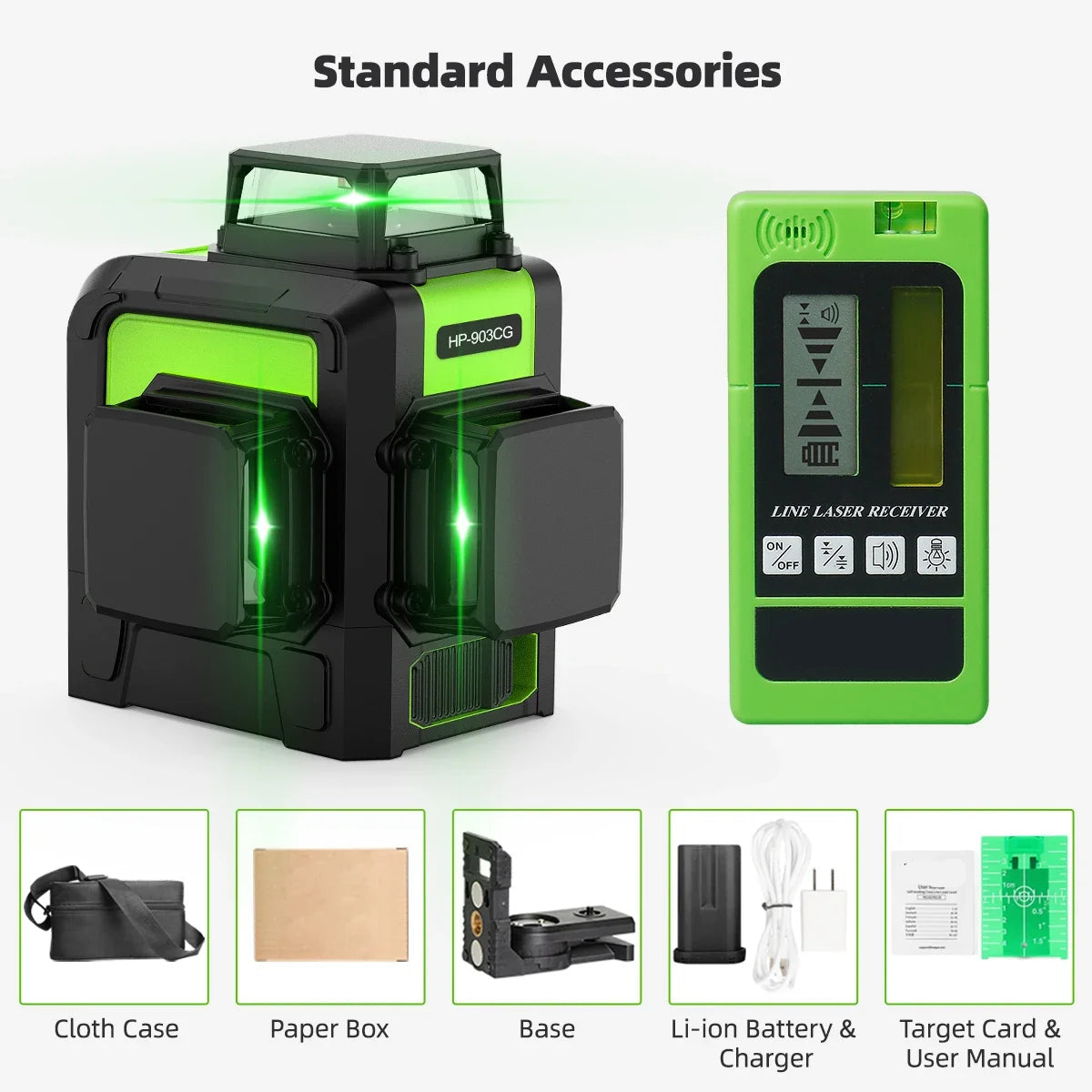 Laserwaterpas – Kruislijnlaser – 3D Laser – Zelfnivellerend – Groene Laser – 360° Projectie – USB Oplaadbaar - Set 2