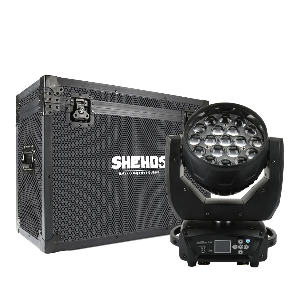 19x15W Beam & Wash Lichtunit – Podiumverlichting – DJ Verlichting – Feestverlichting – Evenementenlamp – DMX-compatibel – Robuuste Flight Case