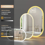 Badkamerspiegel - Badkamerspiegel met Verlichting - Ovaal - 3 Kleurinstellingen - Anti-condens Spiegel - 24W - 1000-5500 Lumen - IP65 - Input 220V/5A - Output 12V/3A - Aluminiumlegering Frame - HD Glazen spiegel - 20x32inch/50.8x81.28cm - Zilver