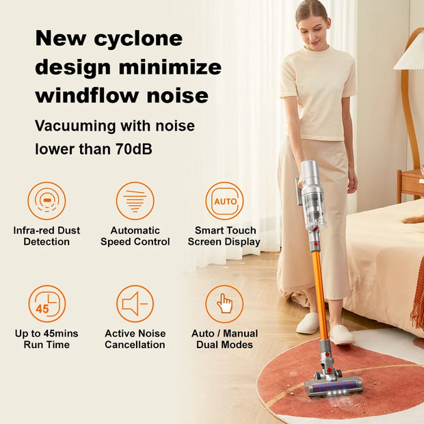 Cordless Stick Vacuum Cleaner - Stick Vacuum Cleaner - Vacuum Cleaner - Cordless Stick Vacuum Cleaner - Powerful Suction - 27KPa - 250W - LCD - Yellow