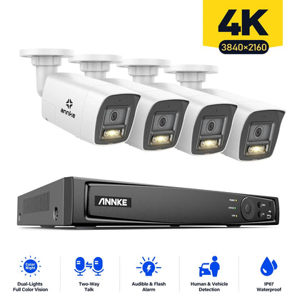 Beveiligingscamera Set – CCTV Beveiligingssysteem – IP Camera Systeem – Surveillance Kit – 4K 8-kanaals NVR – 4 x 8MP Camera’s met Tweeweg-Audio – 2TB Opslag