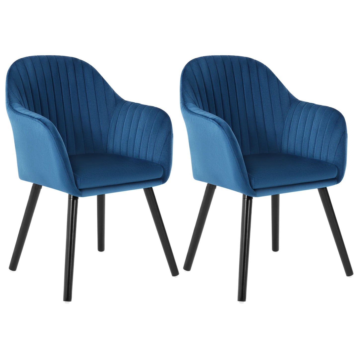 Eetkamerstoel – Stoel – Keukenstoel – Armstoel – Fluwelen Stoel – Set Van 2 Blauw – Ergonomisch Ontwerp – Stevig Metalen Frame