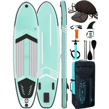Opblaasbaar Stand Up Paddle Board – SUP Board – Inflatable Paddleboard – Waterboard – Lichtgewicht – Duurzaam PVC – Verstelbaar Peddel En Zitje - Turkooisgroen