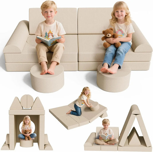 Kindermatras Sofa – Zitzak Kinderen – Speelbank – Speelmat – Modulaire Kindersofa – Veilig Schuimrubber – Oeko-TEX Corduroy Hoesje