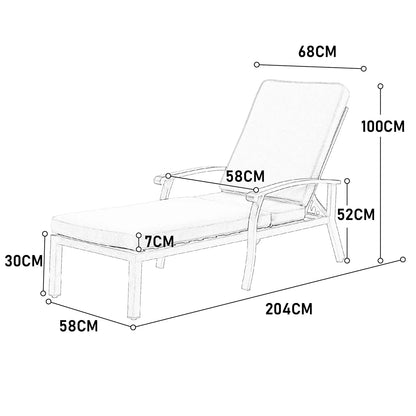 Loungestoel – Tuinstoel – Buitenstoel – Ligstoel – Verstelbare Rugleuning – Weerbestendig Aluminium – Katoenen Kussen - QUORE