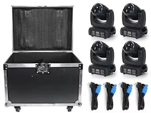 100W LED Moving Head Lights – LED Moving Spot – Stage Light – DJ Licht – Party Verlichting – Set Van 4 Met Vliegtuigkoffer – 1760 Lux Helderheid – DMX512 Besturing - QUORE