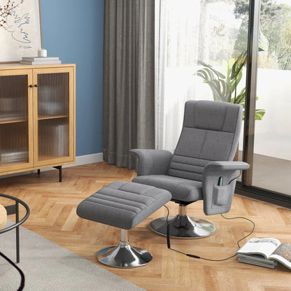 Elektrische Relaxfauteuil – Massagefauteuil – Relaxstoel – Draaifauteuil – Comfortstoel – 8 Vibratiemassagepunten – Verstelbare Rugleuning