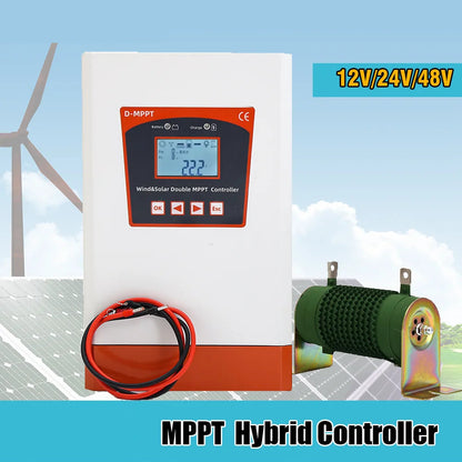 Hybride Dubbele MPPT Laadregelaar – Zonne-energie Regulator – Windturbine Controller – Acculader – Energiebeheer 3000W – Automatische 24V/48V Spanning Detectie