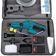 ONEVAN Accu Hogedrukreiniger - 2x Accu 1500 mAh - Draadloze Hogedrukspuit - Auto Wasmachine - Krachtige Koperen Motor - Roestvrijstalen Fijnfilter - Draagbaar - Tuin Waterpistool - Multi-Angle Spuitmond - QUORE