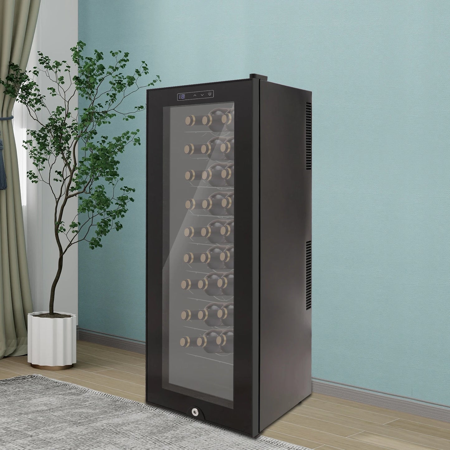 Wijnkoelkast – Wijnkoeler – Flessenkoeler – Wijnbewaarplaats – 30 Flessen – Temperatuurregeling – Led-Verlichting - QUORE