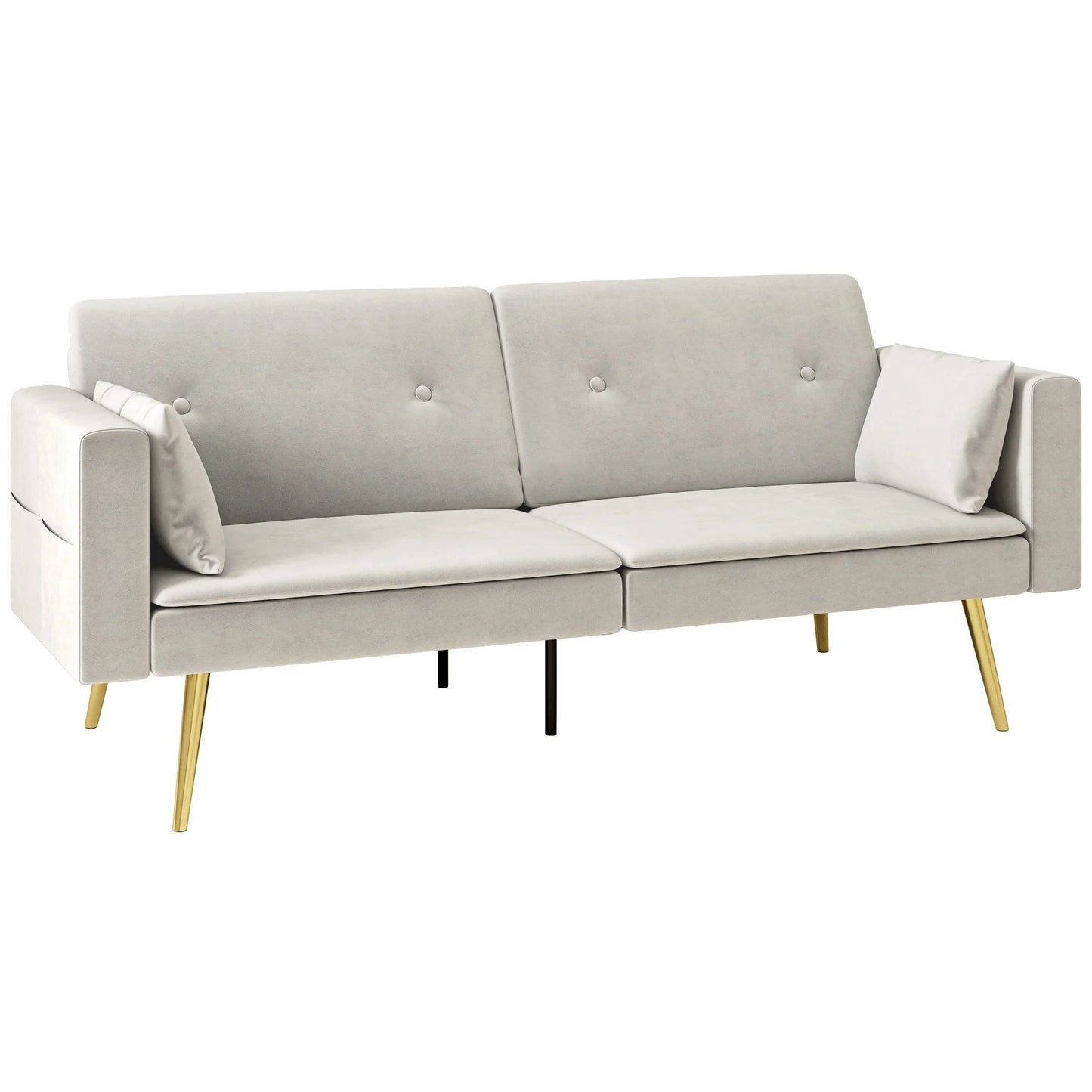 2-Zits Slaapbank – Bedbank – Slaapbankje – Sofa Bed – Compact Formaat – Verstelbare Rugleuning – Velvet Materiaal