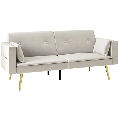 2-Zits Slaapbank – Bedbank – Slaapbankje – Sofa Bed – Compact Formaat – Verstelbare Rugleuning – Velvet Materiaal