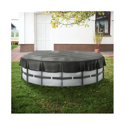 Swimming pool cover - Swimming pool - Round swimming pool cover - Sun cover - for above ground pools - with rope design PVC Black - 15ft Oxford cloth
