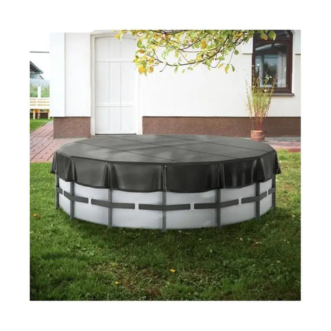 Zwembadafdekking - Zwembad - Zwembadafdekking Rond - Zonneafdekking - voor bovengrondse zwembaden - met koorddesign PVC Zwart - 15ft Oxford doek