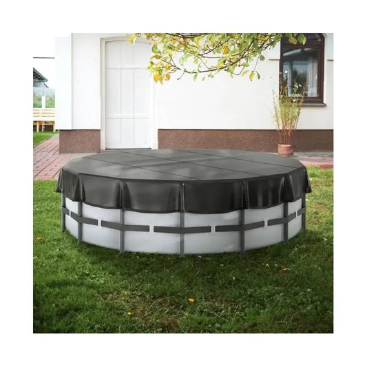 Zwembadafdekking - Zwembad - Zwembadafdekking Rond - Zonneafdekking - voor bovengrondse zwembaden - met koorddesign PVC Zwart - 18ft Oxford doek - QUORE