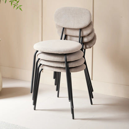 Scandinavische Eetkamerstoelen – Set van 4 Stoelen – Velours Stoelen – Stapelbare Stoelen – Metalen Poten – Ergonomisch Design – Geluiddempend - 42 x 45 x 78 cm - Hoefijzerwit