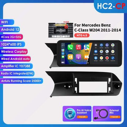 Hizpo Carplay 4G AI Systems Android 13 Car Radio for Mercedes Benz C-Class W204  Multimedia Video Player GPS Autoradio Bluetooth