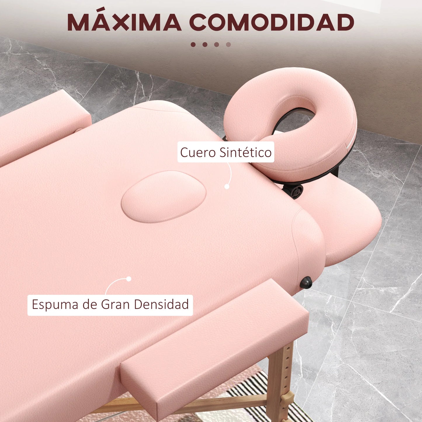 Massagetafel Inklapbaar - Behandeltafel - Massagebank - Verstelbaar Massage Bed - 185x60cm - Hoogte 64-88cm - Draagbaar en Comfortabel - Roze - QUORE