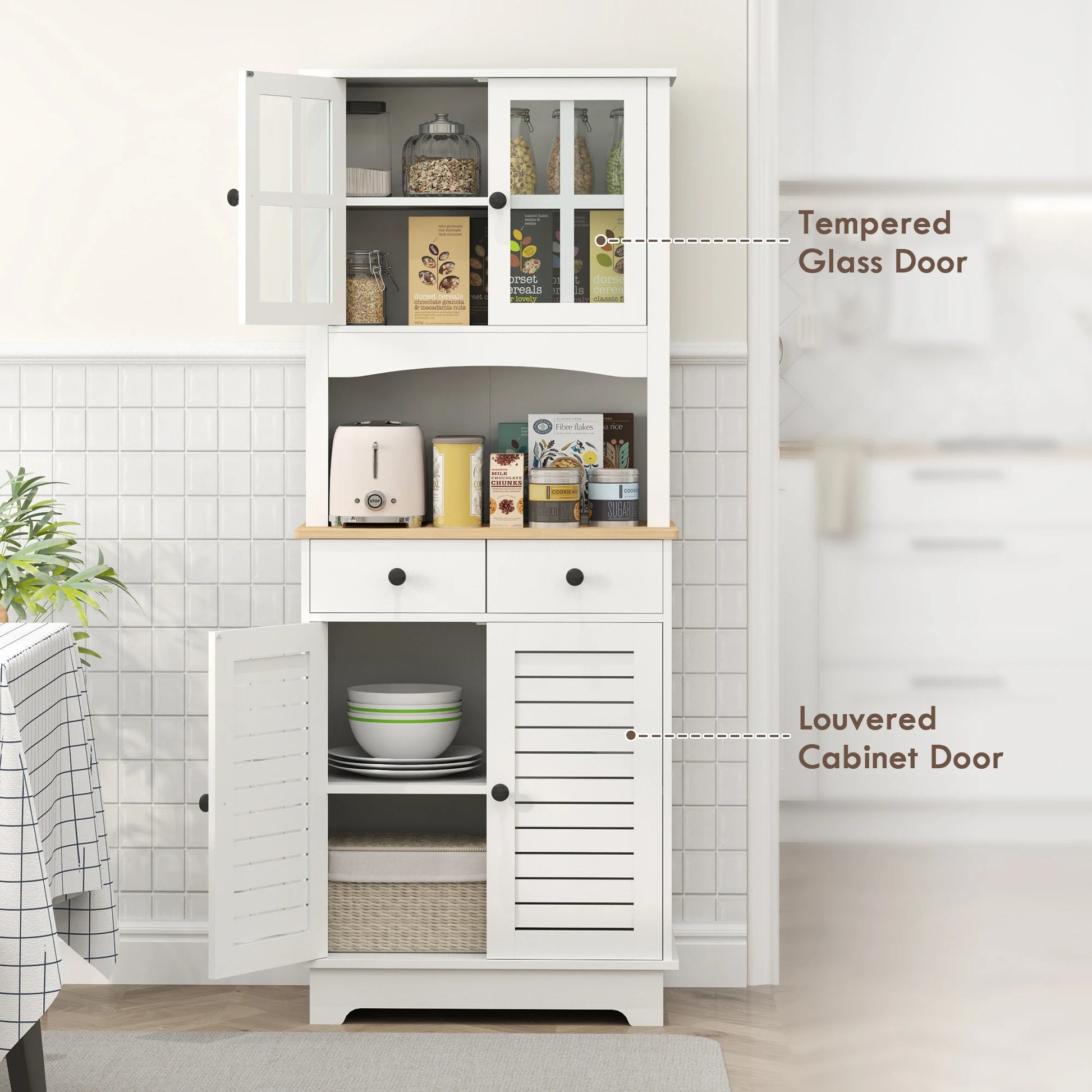 Keukenkast – Keukenmeubel – Buffetkast – Ovenkast – Magnetronkast – MDF & Spaanplaat – Verstelbare Planken – Antikantelbeveiliging - QUORE
