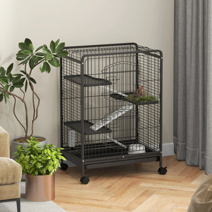Knaagdierrkooi – Knaagdierkooi – Konijnenkooi – Cavia Kooi – Dierenkooi – Metalen Kooi – 3 Etages Met Wieltjes – Uitneembare Bodemplaat