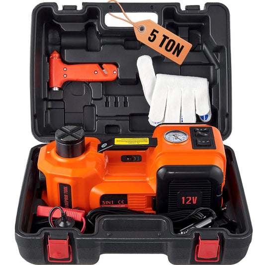 Vevor - Electric Car Jack - Garage Jack - Axle Stand - Portable Crank - for SUV MPV Sedan Truck - 5 Ton Jack - Orange