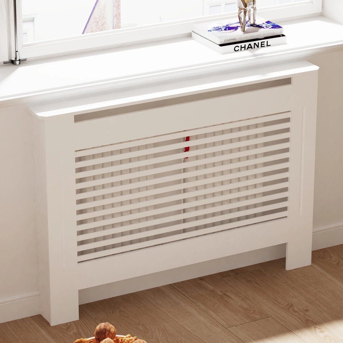 Radiatorombouwen - Radiatorbekleding - Woonkamer Meubels - Moderne Minimalistische Stijl - Horizontaal - Medium - Buitenkant 111x19X92cm/43.7x7.5x36.2inch - Binnenkant 104x17.3x91cm/40.94x6.81x35.8inch - Wit - QUORE