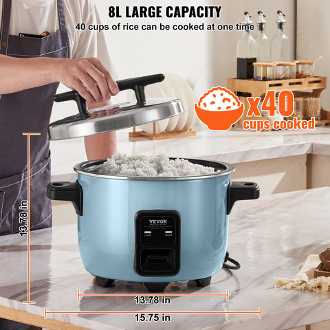 Rijstkoker - Rijstkokers - Multicooker - Crockpot - Slow Cooker - 8L - met Aluminium Nonstick Binnenpan - voor Restaurant Buffet