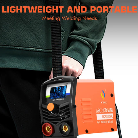 Hitbox - Lasapparaat - Elektrische Lasser - 2 in 1 ARC MMA Lasapparaat - MINI IGBT Omvormer - LED Digitale Display - Protable Thuis Lasser - 220V 10-200A - Oranje