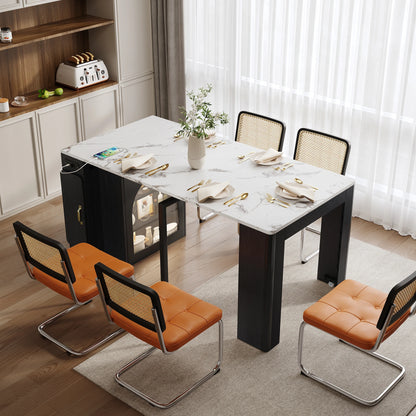 Kitchen island with wheels, extendable dining table with removable tabletop, bar table with power strips, serves kitchen island