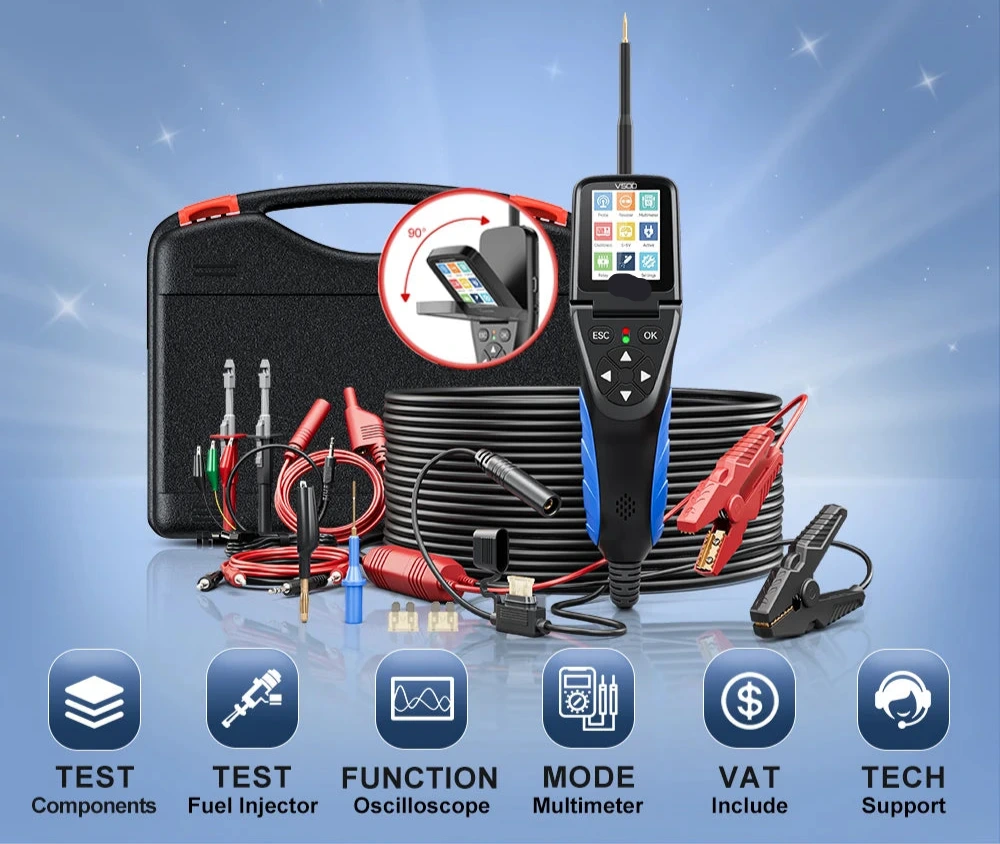 Circuittester – Multimeter – Spanningsmeter – Automatische Detectie – Oscilloscoop – 6-in-1 Functie – Injectortest